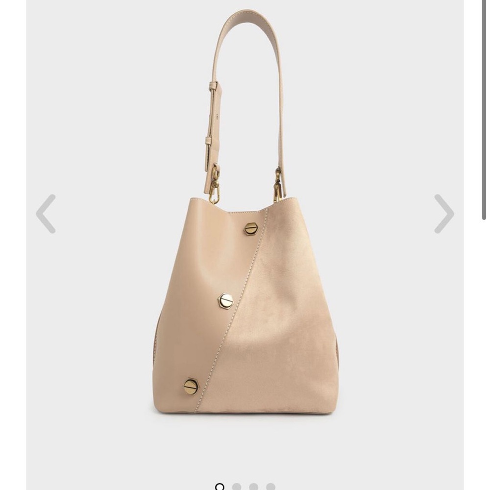 Charles & Keith Studded Textured Hobo Bag